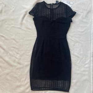 Black Sweetheart Bust Cage Mesh Dress Size XS by Aqua